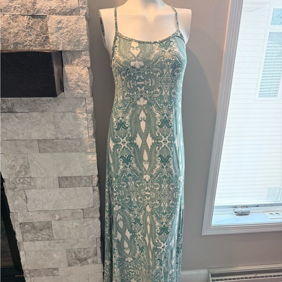 Lascana Pure Selection Teal Paisley Maxi Slip Dress Size 38 (US M) NWT - Picture 2 of 7